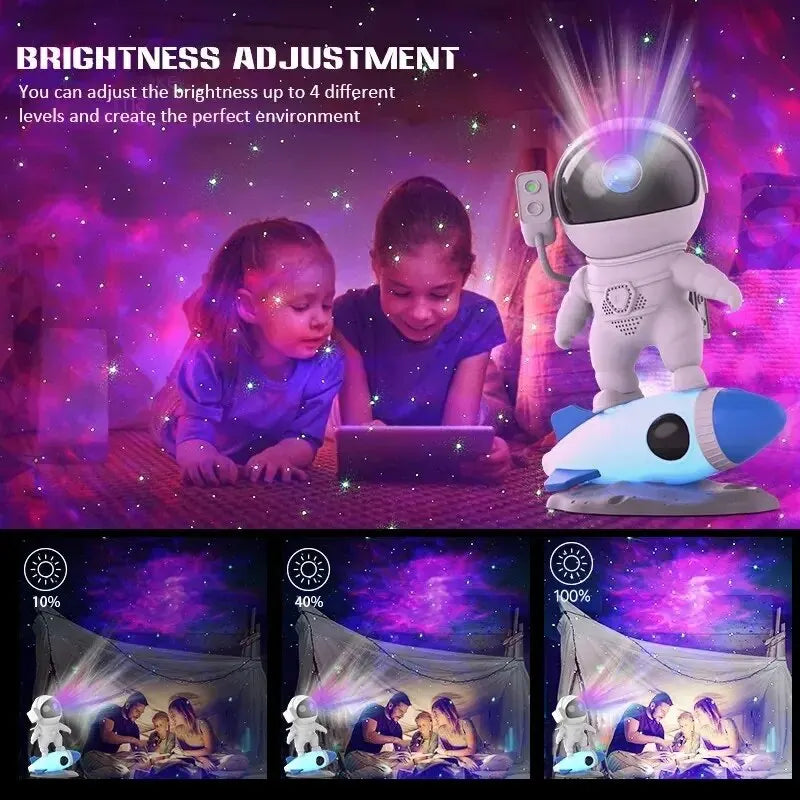 Rocket Astronaut Galaxy Projector Night Light with 13 Film Pieces: 360° Rotating Planetarium for Kids Bedroom