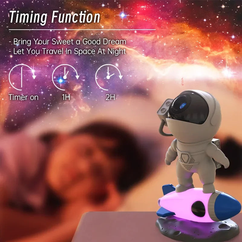 Rocket Astronaut Galaxy Projector Night Light with 13 Film Pieces: 360° Rotating Planetarium for Kids Bedroom